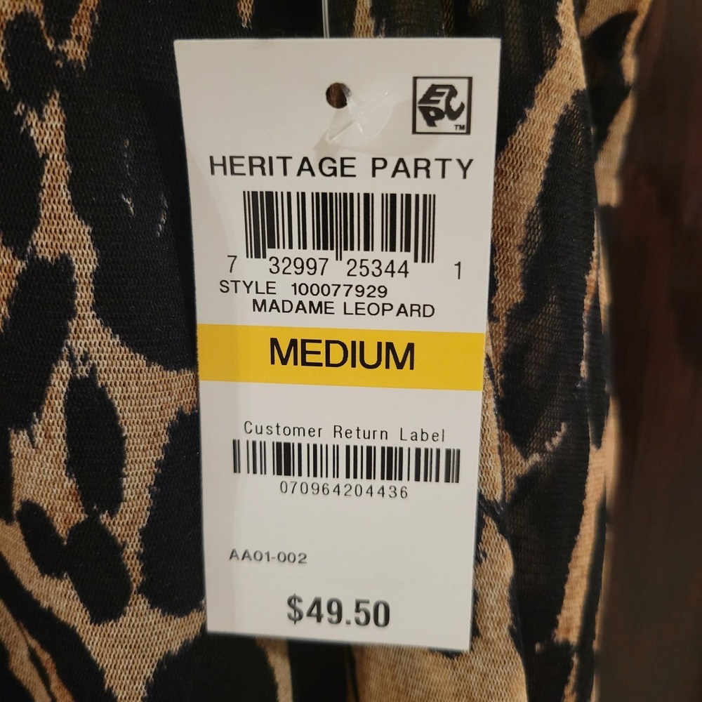 INC International Concepts Leopard Print Mesh Sleeves 3/4 Sleeve Top Women M - Picture 5 of 10